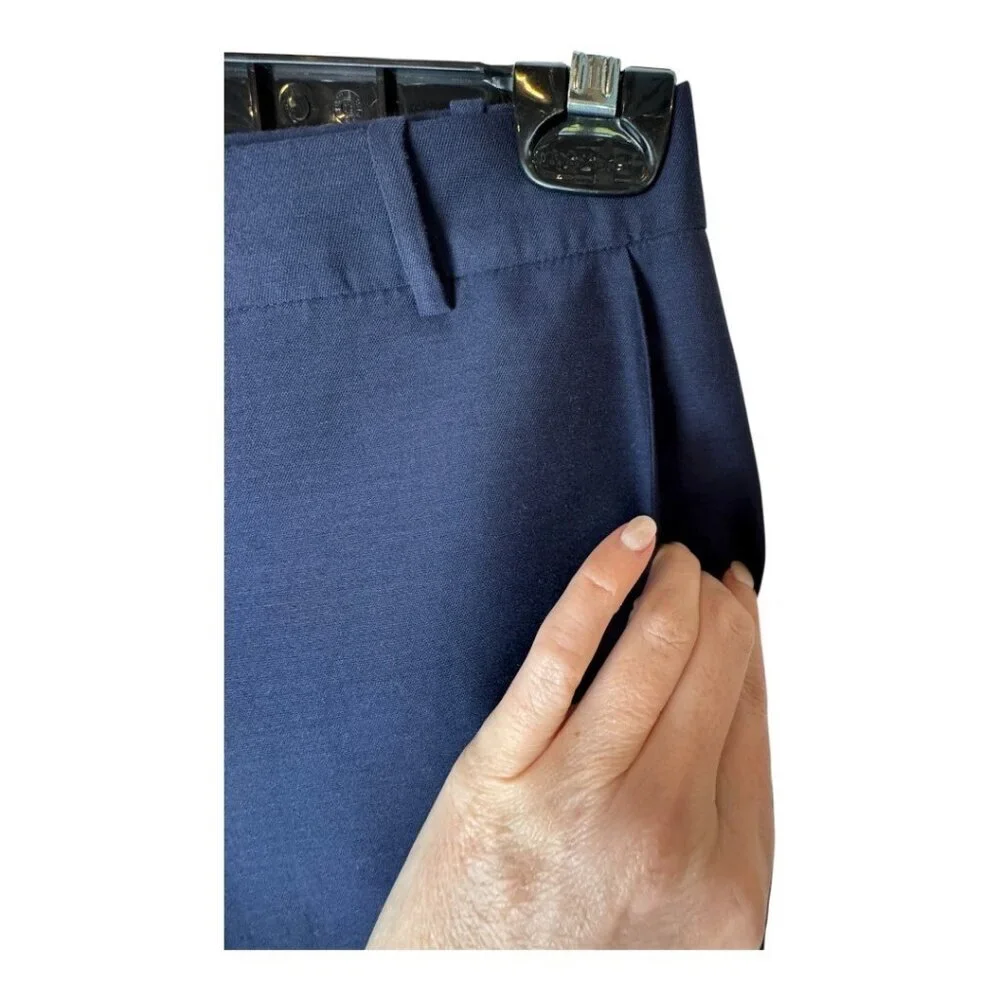 J Crew Collection Pants Women‎ 2 Navy Blue Silk Blend Ivory Stripe Side Preppy
